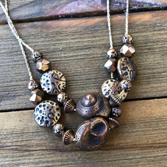 DABBY Reid Neutral Chunky Beaded Double Strand Station Illusion Necklace! EUC - Picture 3 of 9